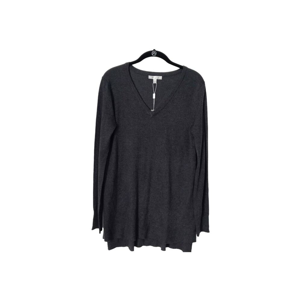 Spense Top Womens Size M Grey Wool Blend Long Sleeve V-Neck Pullover Sweater